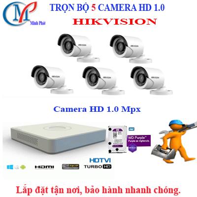 Trọn bộ 5 camera HD HIKVISION 1.0 (IR)